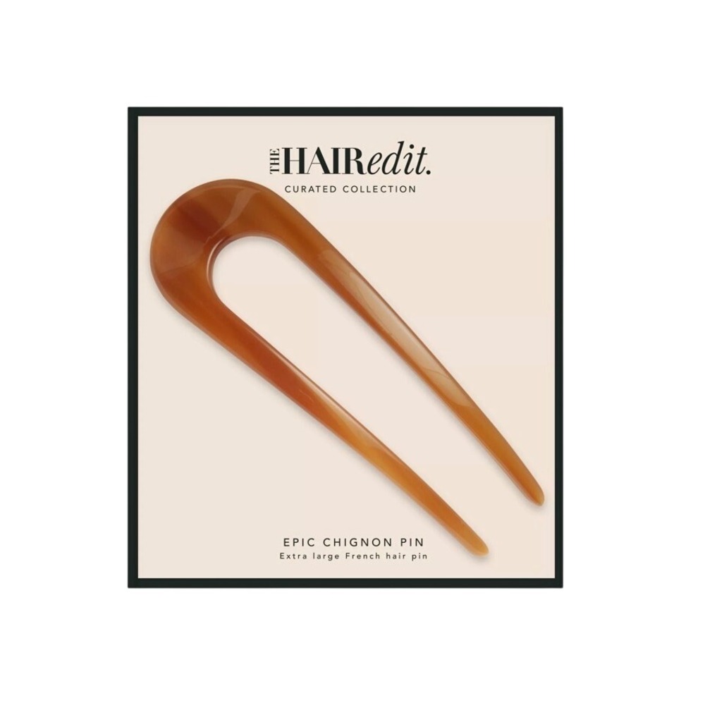 The Hair Edit Epic Chignon Pin Extra Large French Hair Pin Amber Tortoise S2378